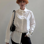 Nadorine Cotton Button Down Shirts Long Sleeve V Neck Tops