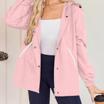 Nadorine Rain Jacket Women Lightweight Waterproof Hooded Zip Raincoat