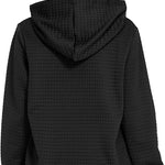 Women Quilted Sweatshirt, Casual Hoodies Pullover with Long Sleeve Hooded Sweatshirt (Us Only)