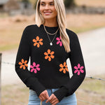 Nadorine Women's Fall Crewneck Cropped Sweater