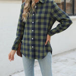 Nadorine Flannel Shirt Women Button Down Long Sleeve Plaid Shirts