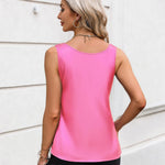 Nadorine Silk Satin Tank Tops Scoop Neck Sleeveless Tops