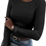 Nadorine Langarmshirt Damen Rundhals Basic T-Shirt