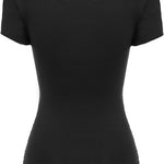 Nadorine Cross-Front V Neck Ruched Short Sleeve Blouses