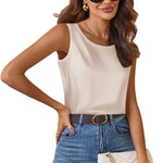 Nadorine Satin Top Women's Elegant Silk Top Basic Blouse (DE Only)
