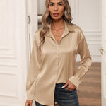 Nadorine Blouses for Women Silk Button Down Shirts
