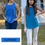 Nadorine Tank Top Blouses Scooped Neck Pleated Front Shirts