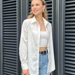 Nadorine Cotton Button Down Shirts Long Sleeve V Neck Tops