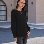 Nadorine Women's Knit Pullover Sweater Soft Puff Long Sleeve Shirt