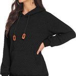 Women Quilted Sweatshirt, Casual Hoodies Pullover with Long Sleeve Hooded Sweatshirt (Us Only)