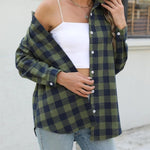 Nadorine Flannel Shirt Women Button Down Long Sleeve Plaid Shirts