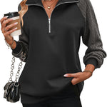 Zeagoo Women's Sweatshrits Quarter Zip Pullover Casual Cable Outfits