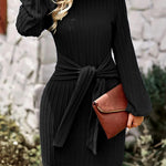 Nadorine Women's Casual Knit Dress Long Sleeve Bodycon Dress