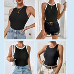 Nadorine 2 Pack Tank Tops Sleeveless Ribbed Shirts