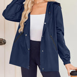 Nadorine Rain Jacket Women Lightweight Waterproof Hooded Zip Raincoat
