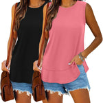 Nadorine 2 Pack Tank Tops Sleeveless Basic Shirts