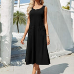 Nadorine Floral Beach Sundress Casual A-Line Midi Tank Dresses