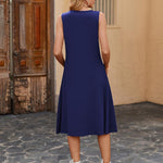 Nadorine Casual Dress Sleeveless Midi Swing Tank Sundress