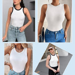Nadorine 2 Pack Tank Tops Sleeveless Ribbed Shirts