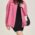 Nadorine Jean Jackets Ripped Stretchy Denim Jean Jacket