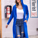 Hooded Long Cardigans Maxi Cardigan with Hood Open Front Lightweight Duster Coat with Pocket - Nadorine (Us Only)