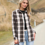 Nadorine Flannel Shirt Women Button Down Long Sleeve Plaid Shirts