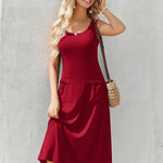 Nadorine Floral Beach Sundress Casual A-Line Midi Tank Dresses