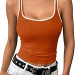 Nadorine 2 Packs Womens Ribbed Tank Tops Square Neck Tops