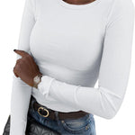 Nadorine Damen Langarm T-Shirt Basic Slim Fit Tops (DE Only)