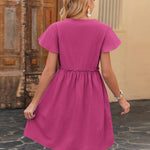 Nadorine Button Down Flutter Sleeve Cotton Linen Dress with Pockets