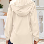 Nadorine Rain Jacket Women Lightweight Waterproof Hooded Zip Raincoat