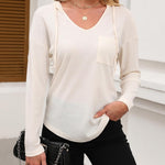 Nadorine Women's Hoodie Long Sleeve V Neck Pullover Tops (DE Only)