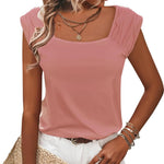 Nadorine Square Neck Casual Cap Sleeve Shirt