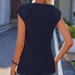 Nadorine Square Neck Casual Cap Sleeve Shirt