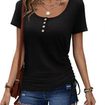 Womens Tops Short Sleeve Summer Henley Shirts