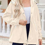 Nadorine Rain Jacket Women Lightweight Waterproof Hooded Zip Raincoat