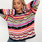 Nadorine Casual Sweater Rainbow Striped Knitwear
