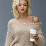 Women's Loose Off-shoulder Leather Strap Knit Mini Dress