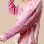 Christmas Casual Loose Round Neck Sequined Sleeve Sweatshirt