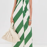 Most Dreamy Stripe Print Halter Tie-up Backless Pocket Loose Maxi Dress