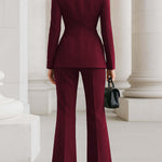 Long Sleeves Buttoned Pockets Solid Color Stand Collar Blazer Outerwear