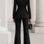 Long Sleeves Buttoned Pockets Solid Color Stand Collar Blazer Outerwear