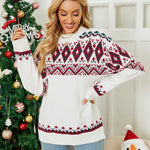 Geometric Crewneck Dropped Shoulder Sweater