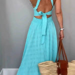 Sleeveless Lace-up Maxi Dress Backless Dress