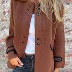 Solid Color Lapel Long Sleeve Button Loose Coat
