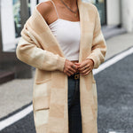 Plaid Dropped Shoulder Cardigan with Pocket