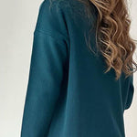 Solid Color Loose Hem Slit Two-piece Sweater Set