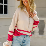 Striped Half-Zip Collared Sweater