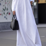 Long Sleeves Loose Solid Color One-Shoulder Maxi Dresses