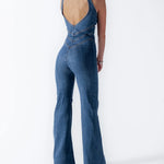 Slim Fit Sleeveless Fashion Street Retro Style High Waist Denim Jumpsuit